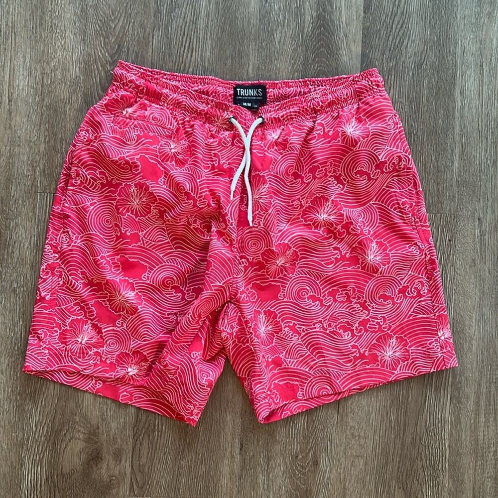 Trunks Swim Trunks Red White Print Size Medium